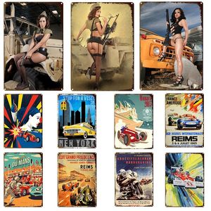 Vintage Sexy Girl Car Cartaz Placa de metal placa sinal