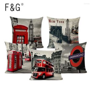 Cuscino Copertine eleganti Autobus Città di fama mondiale Cuscini decorativi per divano Cute Office 18 Cotton Linen Home London Throw