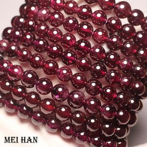 Beaded Necklaces Meihan natural A Purple garnet smooth round loose beads for jewelry making design DIY bracelet necklace 230306