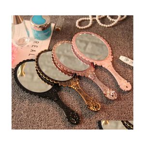 Mirrors Handheld Makeup Mirror Romantic Vintage Lace Hand Hold Oval Round Cosmetic Tool Dresser Gift Zyy355 Drop Delivery Home Garden Dhe1F