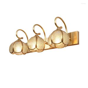 Wall Lamp European Copper Bathroom Modern Mirror Front Glass Shade Sconces Luxury Washroom Lighting Fixtures