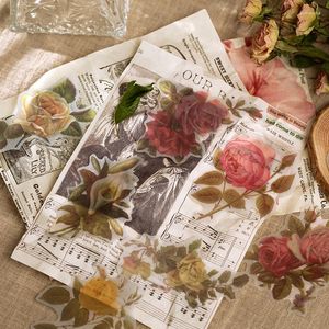 Gift Wrap 60 Pcs/Bag Vintage Retro Flowers Aesthetic Stickers Scrapbook Supplies Paper For Art Journaling Journal DIY Planners