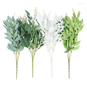 Decorative Flowers 1 Bunch Artificial Willow Bouquet Branche Silk Green Leaf Fake Plant Forest Wedding Birthday Party Backdrop Prop Home