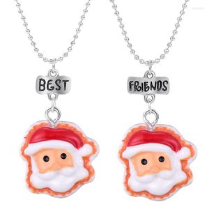 Collane con ciondolo Collana doppia classica di Babbo Natale bianco Auguri di Natale Amicizia per sempre Gioielli Regalo per bambini