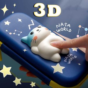 ペンシルケース愛らしい3D漫画猫鉛筆ケースステーショナリーオーガナイザー女子ピンクペンポーチホルダーカワイイトゥールセスコレアJ230306のための学用