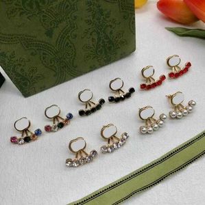 Crystal Pearl Diamond Stud 925 Silver Luxury Charm Study Geometric Famous Letters Women Girls Rhinestone Pearls Earring Wedding Party Gioielli