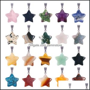 Charms Small Customized Natural Crystal Quartz Carved Star Stone Pendant For Diy Jewelry Making Necklace Drop Delivery Findings Compo Dhbuz