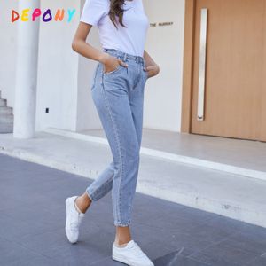 Kvinnors jeans depony hög midja mamma jeans kvinnliga pojkvänner raka jeans femme 100% bomull lös vintage denim byxor vaqueros mujer 230306