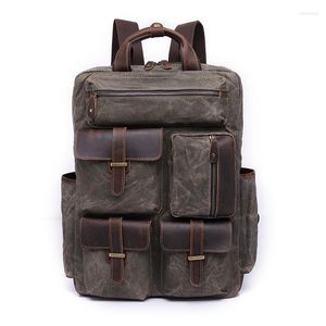 Borse da scuola Casual Uomo Donna Zaini impermeabili Zaino per laptop in pelle di tela Zaino unisex per borsa da viaggio per il fine settimana grande