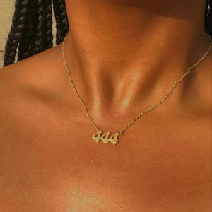 777 ängelnummer halsaljer för kvinnor rostfritt stål 111 222 333 444 555 hänge halsband goth kedje krage choker smycken gåva