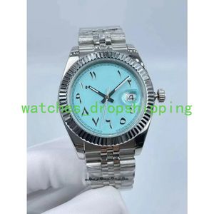 Business Automatic Mens Watches 41MM Mint Blue Dial Made of Premium Stainless Steel Baked Word Factory Sapphire Glass President Wristwatches Fashion Gifts