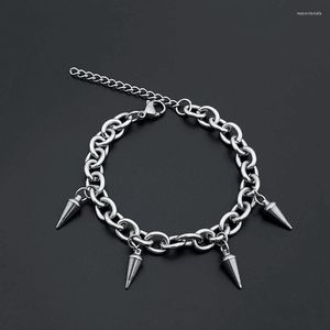 Charmarmband 316L Rostfritt stål Figaro Link Chain Cone Armband för kvinnor Chili Charms smycken 18 5cm