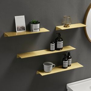 Bathroom Shelves Brushed Gold Black White Bathroom Storage Rack 3050cm Modern Bathroom Shelves Kitchen Wall Shelf Home Accessories 230303