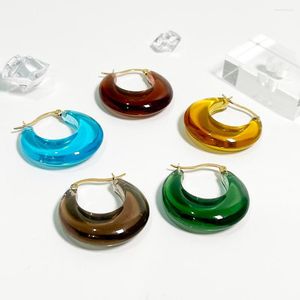 Kolczyki obręcze Peri'sbox kolorowe przezroczyste akrylowe kształt litery C dla kobiet minimalistyczne duże obręcze letnia biżuteria plażowa