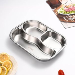 Dinnerware Sets Divided Portable Plate Thickened Staff Fast Box Stainless Steel Dinner For Restaurant Adult