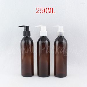 Bottiglie di stoccaggio Bottiglia di plastica marrone a spalla tonda da 250 ml 250CC Confezione di shampoo/lozione Contenitore cosmetico vuoto (26 PC/lotto)