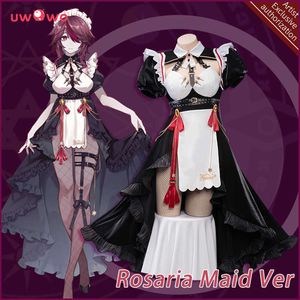 الأزياء الأنيمي Uwowo Rosaria Cosplay Maid Come Genshin Impact Fanart Maid Ver Dress Halloween Come Come Play Z0301