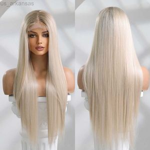 Syntetyczne peruki Oneononly Lace Front Peruka długie proste blond peruki dla kobiet codziennie impreza