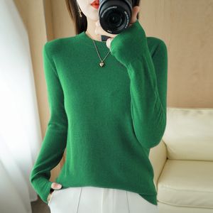 Women's Sweaters Spring and Autumn Ladies Round Neck Knit Sweater Long Sleeve Solid Color Soft Comfortable Slim Fit All-match Bottoming Shirt Top 230306