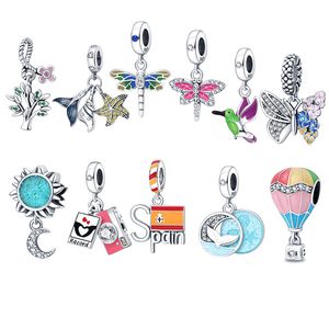 Pandora S925 Sterling Silver Spring Series Flower Tree Flower Butterfly Hanging Charm Is Suitable for Bracelet DIY Fashion Jewelry