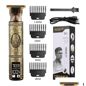 Hårtrimmer Clipper Electric Razor Men Steel Head Shaver Gold With USB Styling Tools Drop Delivery Products Care Dhybz