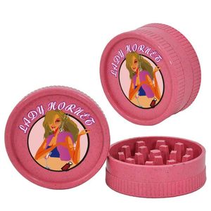 Smoking Pipes pipe Two layers of 56mm degradable plastic smoke grinder Pink Lady grass