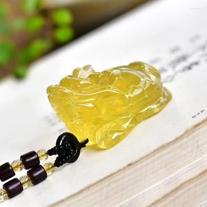 Pendant Necklaces Yellow Natural Crystal Pendants Dragon Tortoise Neckalce Lucky For Men Women Blessing Fashion Jewelry JoursNeige