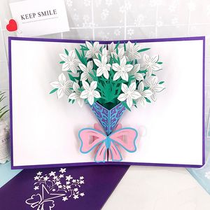 Mothers Day Greeting Cards 3D Pop Up Rose Carnation Greeting Cards Birthday Valentine's Day Wedding Flower Card Tarjetas De Felicitacion Del Dia De La Madre