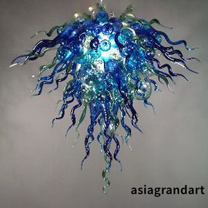 Borossilicate Murano Style Glass Chandelier Blue Color DIA32/40 polegadas Lâmpadas pendentes Ce Ul Certificado Candeliers Iluminação de teto para Lobby Hotel Mall Home LR163