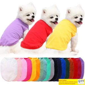 SUBlimação em branco Roupos Diy Cotton Apparel White Volta em branco Camisas de estimação Camiseta de cor sólida Para cães pequenos gato gato azul azul amarelo xl