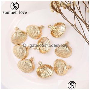 Charms High Quality Gold Shell Pendent Zinc Alloy Color Preserving Electroplating Accessories Necklace Bracelet Connectors Jewelryz Dh1V4