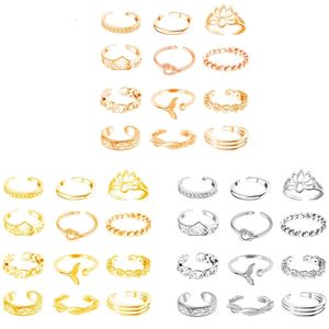 Toe Rings Adjustable Open Size For Women Girl Wave Heart Shape Summer Beach Foot Jewelry Multiple Designs DIY Small 230303