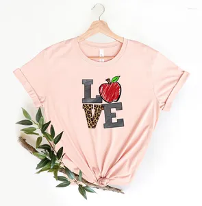 Women's T Shirts Love Teacher T-Shirt Valentines Valentine's Day Gift Clothes For Women Cotton O Neck Casual Short Sleeve Top Tees