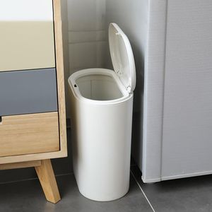 Avfallsfack 8L plast Slim Trash Can With Lid WasteBasket Kök Badrum Toalettfack Vattentät smal söm Soporbagage BIN 230306