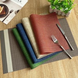 Table Mats Pure Color PVC Woven Thermal Insulation Western Food Mat El Home Environmental Cup Washing Coasters