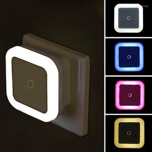 Night Lights Square LED Mini Light Control Sensor EU US Plug Nightlight Lamp For Children Kids Bedroom Stairs Home Lighting