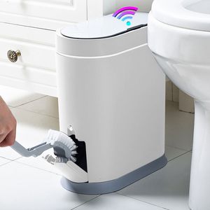 Waste Bins Joybos Smart Sensor Trash Can Electronic Automatic Bathroom Waste Garbage Bin Household Toilet Waterproof Narrow Seam Sensor Bin 230303