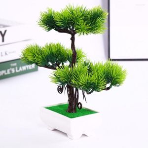 Decorative Flowers Desktop Ornament Party Supplies Artificial Plants Potted Lifelike Greenery Tree Welcoming Pine Bonsai Home Decoration