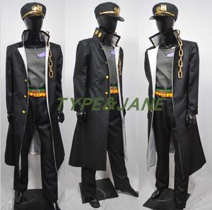 Costumi anime JoJo's Bizarre Jotaro Kujo vestito nero Cosplay Come Adventure Kujo Jotaro Cosplay Uniform Custom Made Outfit Suit Jacket Hat Z0301
