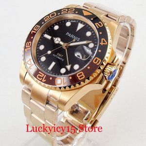 Wristwatches Luxury Mechanical Men's Watch With Auto Date Sapphire Crystal Rose Gold Plated Bracelet Rotating Bezel 40mm Automatic