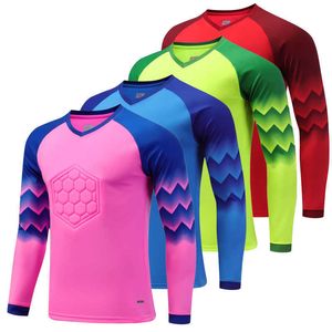 Men's T-Shirts 2022 New Football Long Sleeves Goal Keeper Uniforms Sport Training New Breathable Top Soccer Goalkeeper Jersey sportswear G230306