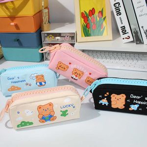 Pennväskor stor kapacitet stor dragkedja blyertsfodral kawaii penna case skol penna fall leveranser pennväska skolbox pennor påse stationer j230306