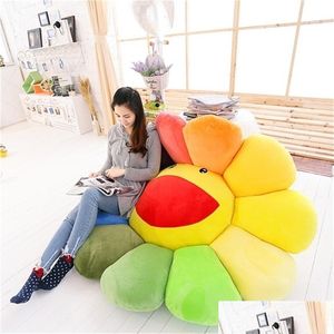 Almofada/travesseiro decorativo 1pc Super Big Plush Sun Flores de brinquedo macio Mats recheados Meditação Almofadas de almofada para crianças 201009 dr dhpwt