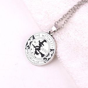 Pendant Necklaces Link Chains Witch Ride The Magick Broom Flying And Number 1692 Amazing Design Silver Material Zinc Alloy Provide Drop