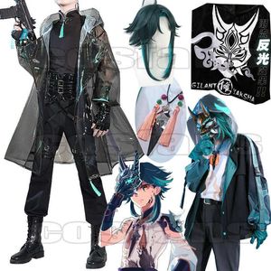 Costumi anime Genshin Impact Xiao Coat Cosplay Come Giacca da cecchino Scarpe uniformi Parrucche Cosplay Anime Xiao Activity Party Halloween Comes Z0301