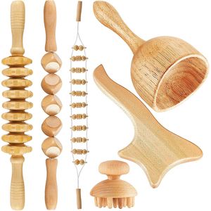 Back Massager Trärulle trä GUA SHA -terapi massageverktyg för frigörande celluliter öm muskel sprängande full kroppsmärtlindring 230303