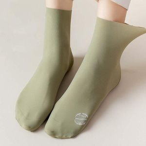 Women Socks Summer Ice Silk Seamless Any Cut Solid Color Cotton-soled Women's Mid-tube