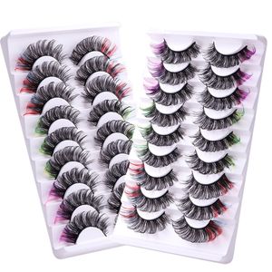 Handmade Reusable Color Fake Eyelashes Naturally Soft & Delicate Multilayer Thick False Lashes Colorful Full Strip Lash Extensions Makeup Accessory DHL