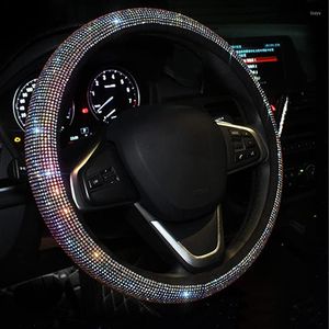 Coprivolanti Decorazione per auto Copertura elastica in pelle PU con strass Senza anello interno Diamanti Accessori per lo styling degli interni