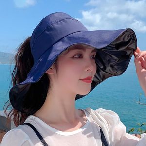 Breite Krempe Hüte Sommer Für Frauen Faltbare Sonnenhut Fliege Visier Suncreen Floppy Cap Weibliche Outdoor Casual Baseball CapWide